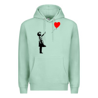 Seafoam banksy girl with balloon Premium Hoodie - ArtChic