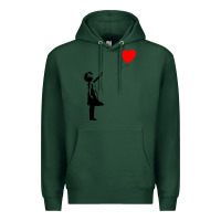 Sports Green banksy girl with balloon Premium Hoodie - ArtChic