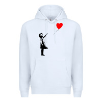 White banksy girl with balloon Premium Hoodie - ArtChic
