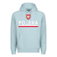 Blue Mist Sporty Polska Flag And Emblem Polish Coat Of Arms Pullover Hoodie Premium Hoodie - ArtChic