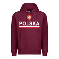 Burgundy Sporty Polska Flag And Emblem Polish Coat Of Arms Pullover Hoodie Premium Hoodie - ArtChic