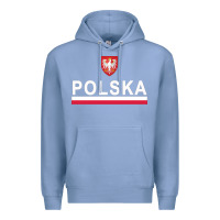 Colony Blue Sporty Polska Flag And Emblem Polish Coat Of Arms Pullover Hoodie Premium Hoodie - ArtChic