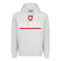 Dove Grey Sporty Polska Flag And Emblem Polish Coat Of Arms Pullover Hoodie Premium Hoodie - ArtChic