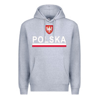 Heather Grey Sporty Polska Flag And Emblem Polish Coat Of Arms Pullover Hoodie Premium Hoodie - ArtChic