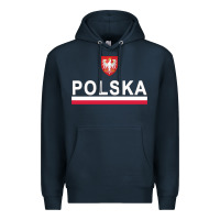 Navy Sporty Polska Flag And Emblem Polish Coat Of Arms Pullover Hoodie Premium Hoodie - ArtChic
