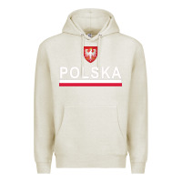 Oatmeal Heather Sporty Polska Flag And Emblem Polish Coat Of Arms Pullover Hoodie Premium Hoodie - ArtChic