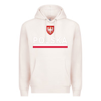 Pale Pink Sporty Polska Flag And Emblem Polish Coat Of Arms Pullover Hoodie Premium Hoodie - ArtChic