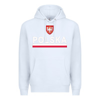 White Sporty Polska Flag And Emblem Polish Coat Of Arms Pullover Hoodie Premium Hoodie - ArtChic