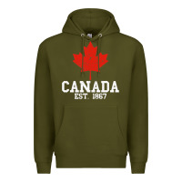 Army Green vintage canada est.1867 maple leaf canadian flag r Premium Hoodie - ArtChic