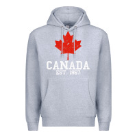 Heather Grey vintage canada est.1867 maple leaf canadian flag r Premium Hoodie - ArtChic