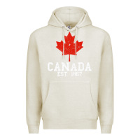 Oatmeal Heather vintage canada est.1867 maple leaf canadian flag r Premium Hoodie - ArtChic
