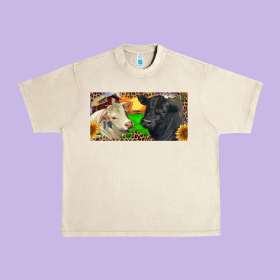 Charolais Bull And Black Angus Bull With Farm Urban Heavy Tee Designed By Ranaportraitstore