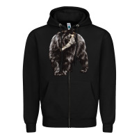 Black Spectacled Bear Zipper Hoodie - LillyAllenDesigns