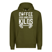 Army Green Coffee And Kilos Weightlifting Gift Premium Hoodie - ArtChic