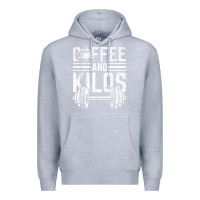 Heather Grey Coffee And Kilos Weightlifting Gift Premium Hoodie - ArtChic