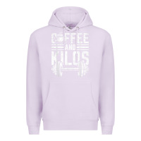 Lilac Coffee And Kilos Weightlifting Gift Premium Hoodie - ArtChic