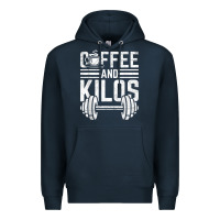 Navy Coffee And Kilos Weightlifting Gift Premium Hoodie - ArtChic