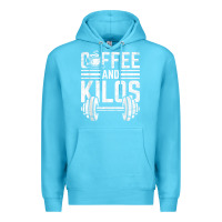 Ocean Blue Coffee And Kilos Weightlifting Gift Premium Hoodie - ArtChic
