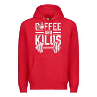 Red Coffee And Kilos Weightlifting Gift Premium Hoodie - ArtChic