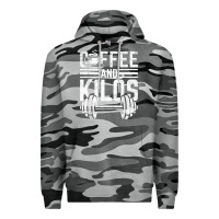 Slate Camo Coffee And Kilos Weightlifting Gift Premium Hoodie - ArtChic