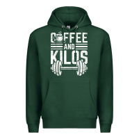 Sports Green Coffee And Kilos Weightlifting Gift Premium Hoodie - ArtChic