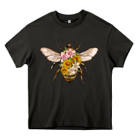 Asphalt bee with flowers Heavy Core Tee - Artiststas