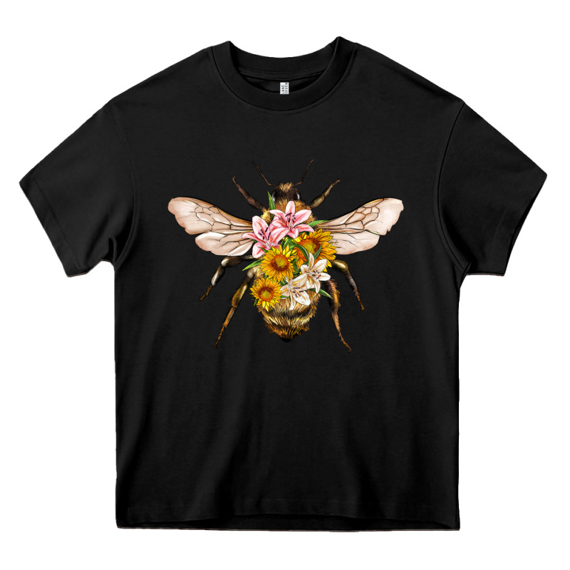 Bee With Flowers Heavy Core Tee by Artiststas | Teevron