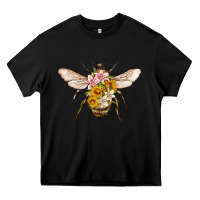 Black bee with flowers Heavy Core Tee - Artiststas