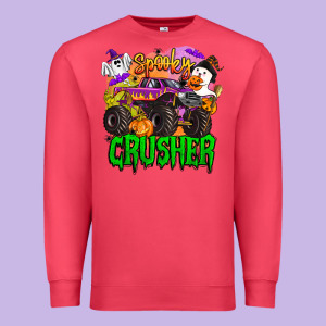Spooky Crusher Monster Truck Premium Sweatshirt Designed By Barkaloodesign
