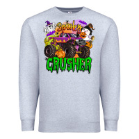 Heather Grey spooky crusher monster truck Premium Sweatshirt - BarkalooDesign