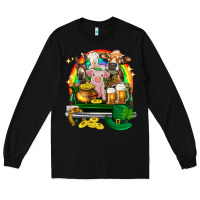 Black St. Patrick's Day farm animals on truck Long Sleeve Tee - HowdyJamesFarm