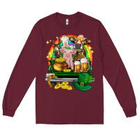 Burgundy St. Patrick's Day farm animals on truck Long Sleeve Tee - HowdyJamesFarm