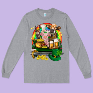 St. Patrick's Day Farm Animals On Truck Long Sleeve Tee Designed By Howdyjamesfarm