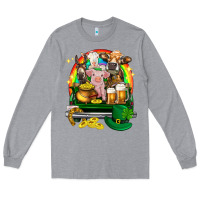 Heather Grey St. Patrick's Day farm animals on truck Long Sleeve Tee - HowdyJamesFarm