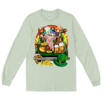 Matcha St. Patrick's Day farm animals on truck Long Sleeve Tee - HowdyJamesFarm