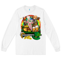 White St. Patrick's Day farm animals on truck Long Sleeve Tee - HowdyJamesFarm