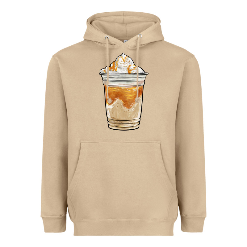 Iced Caramel Frappuccino Coffee Heavyweight Hoodie by BarkalooDesign | Teevron