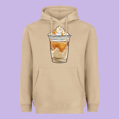 Iced Caramel Frappuccino Coffee Heavyweight Hoodie Designed By Barkaloodesign