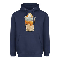 Navy iced caramel frappuccino coffee Heavyweight Hoodie - BarkalooDesign