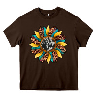 Chocolate Brown sunflower cowhide leopard Heavy Core Tee - Artiststas