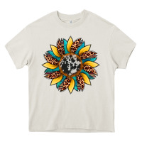 Cream sunflower cowhide leopard Heavy Core Tee - Artiststas