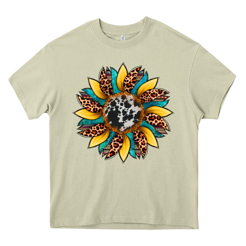 Sunflower Cowhide Leopard Heavy Core Tee by Artiststas | Teevron