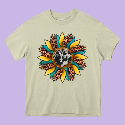 Sunflower Cowhide Leopard Heavy Core Tee Designed By Artiststas