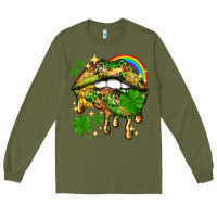 Army Green St. Patrick's Day lips Long Sleeve Tee - HowdyJamesFarm
