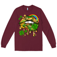 Burgundy St. Patrick's Day lips Long Sleeve Tee - HowdyJamesFarm