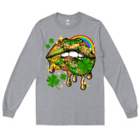 Heather Grey St. Patrick's Day lips Long Sleeve Tee - HowdyJamesFarm
