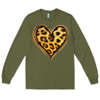 Army Green gold glitter leopard heart Long Sleeve Tee - Jasminsmagicworld