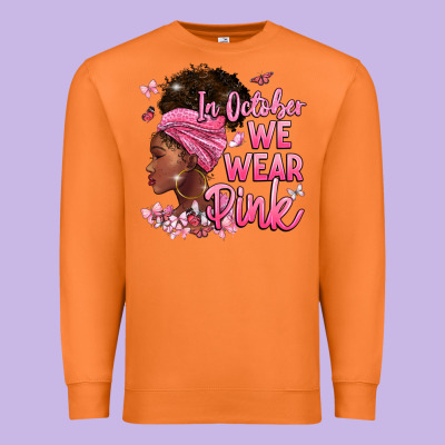 In October We Wear Pink Premium Sweatshirt Designed By Barkaloodesign