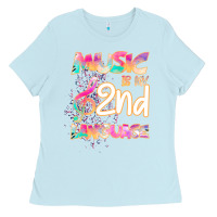 Baby Blue Cool I Love Music Shirt Gifts Music Is My Second Language Ladies Tee - Bettercallsaul
