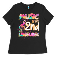 Black Cool I Love Music Shirt Gifts Music Is My Second Language Ladies Tee - Bettercallsaul